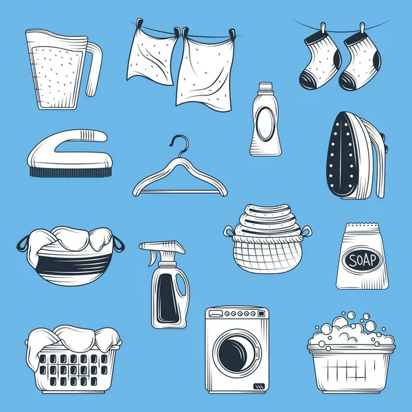 Laundry Icon Set Vector Style — Vetor de Stock