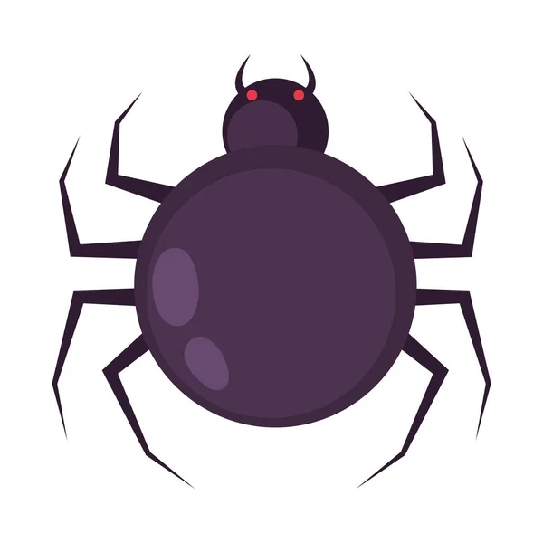 Μαύρο Εικονίδιο Κινουμένων Σχεδίων Αράχνη Απομονωμένο — Διανυσματικό Αρχείο