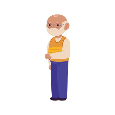 old cute grandpa icon isolated