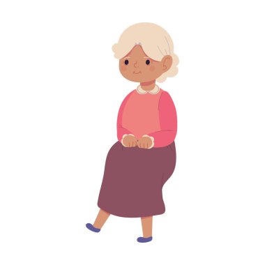 cute grandma standing icon isolated