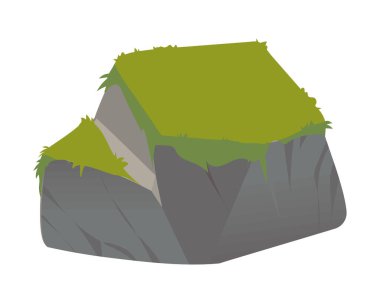 stone with grass icon isolated