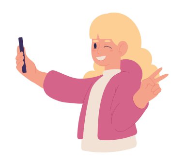 blonde woman taking selfie with cellphone