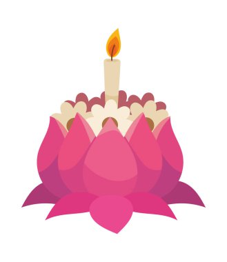 burning candle in flower icon isolated