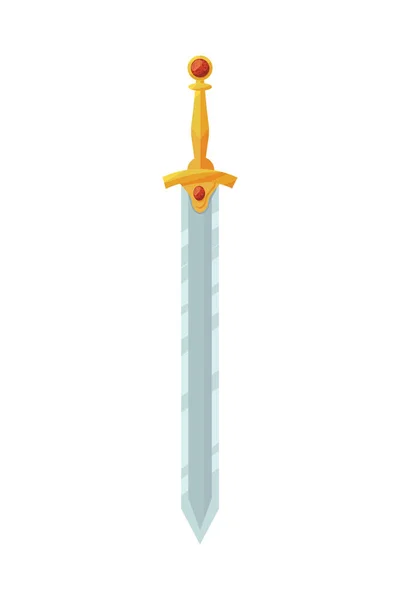 Medieval Sword Icon Flat Isolated — 스톡 벡터