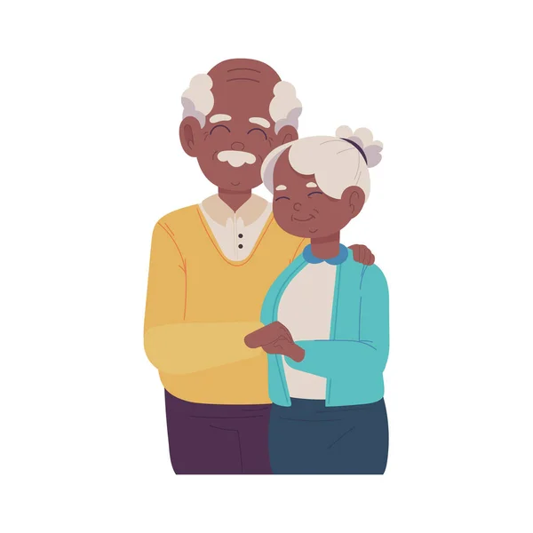 Old Man Hugging Woman Cartoon Icon Isolated —  Vetores de Stock