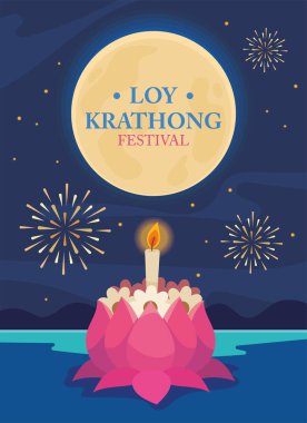 celebration loy krathong day cartoon