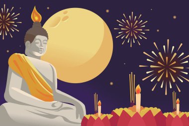 Loy krathong festival thailand, vector design