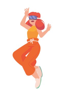 woman using vr goggles isolated icon