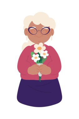 cute woman teacher with flowers, teachers day