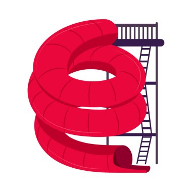 red slide water park icon isolated