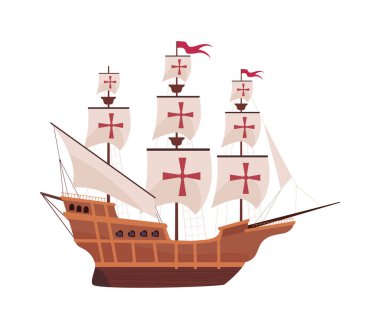 antique caravel boat isolated icon