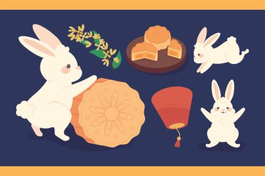 icon set of mid autumn festival