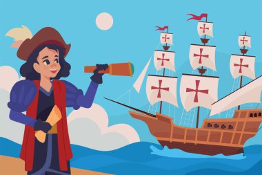 discovery american, columbus day poster
