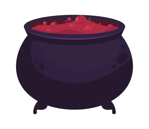 Halloween Witch Cauldron Isolated Icon — Archivo Imágenes Vectoriales