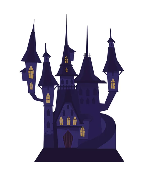 Halloween Creepy Castle Isolated Icon — Vetor de Stock