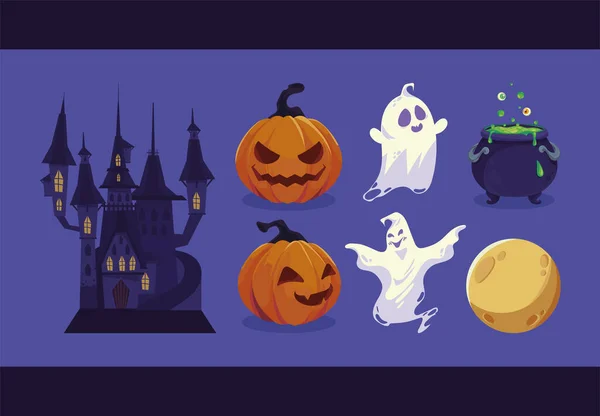 Icons Halloween Party Include Pumpkin — Stockvektor