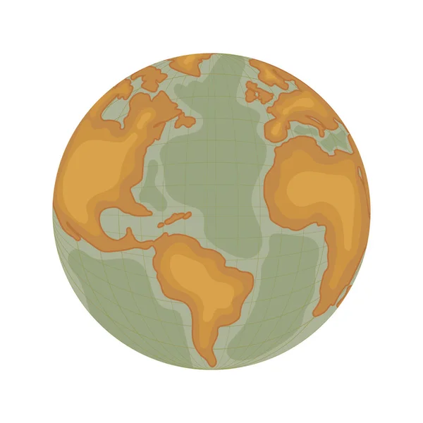 Globe Map Isolated Icon Flat — Stock Vector