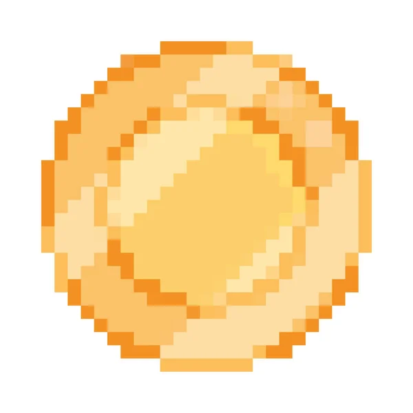 Gold Coin Pixel Art Icon Isolated — Vector de stock