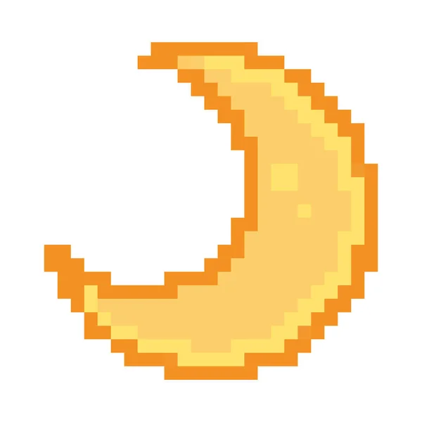 Moon Pixel Art Icon Isolated — ストックベクタ