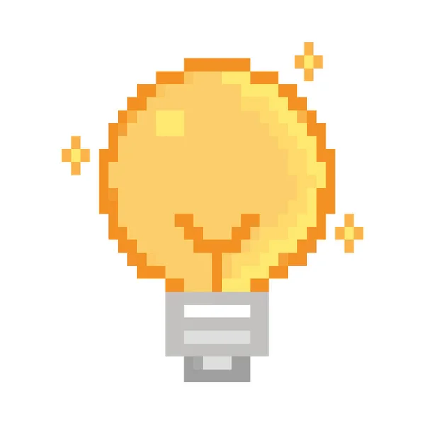 Bulb Pixel Art Icon Isolated — Vector de stock