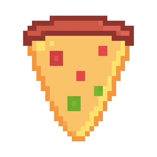 Pizza Pixel Art Icon Isolated — Vector de stock