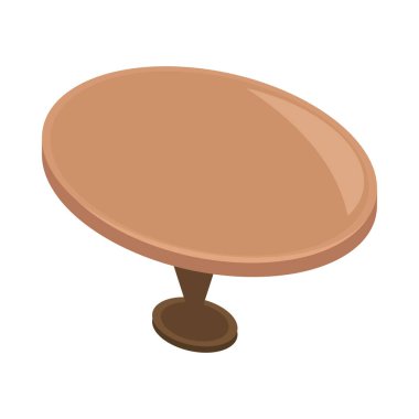 wooden round table furniture isometric icon