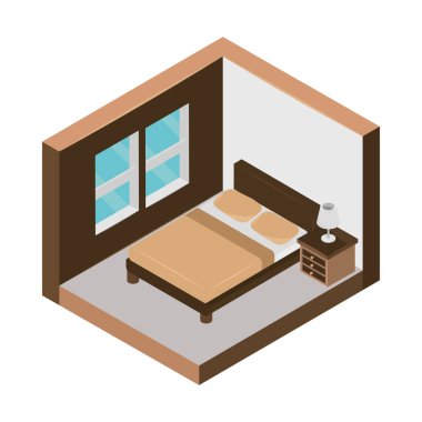 isometric bedroom house isolated style