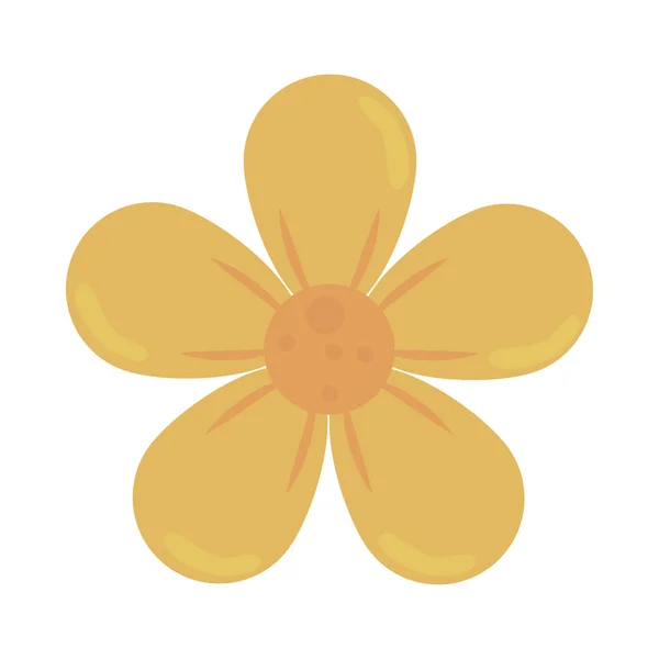 Yellow Flower Isolated Icon Flat — Vetor de Stock