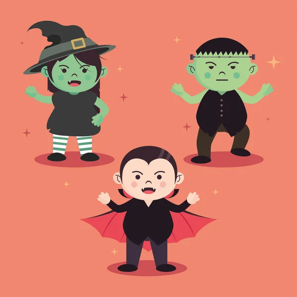 Halloween Characters Icon Set Style — Stockový vektor
