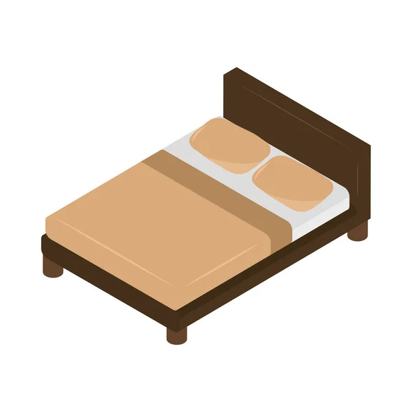 Bed Furniture Isometric Icon Isolated — 스톡 벡터