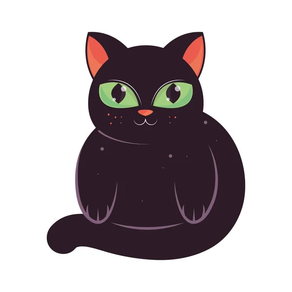Cute Black Cat Isolated Icon — стоковый вектор