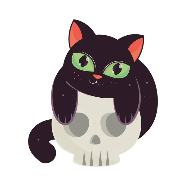 Halloween Black Cat Skull Icon — Διανυσματικό Αρχείο