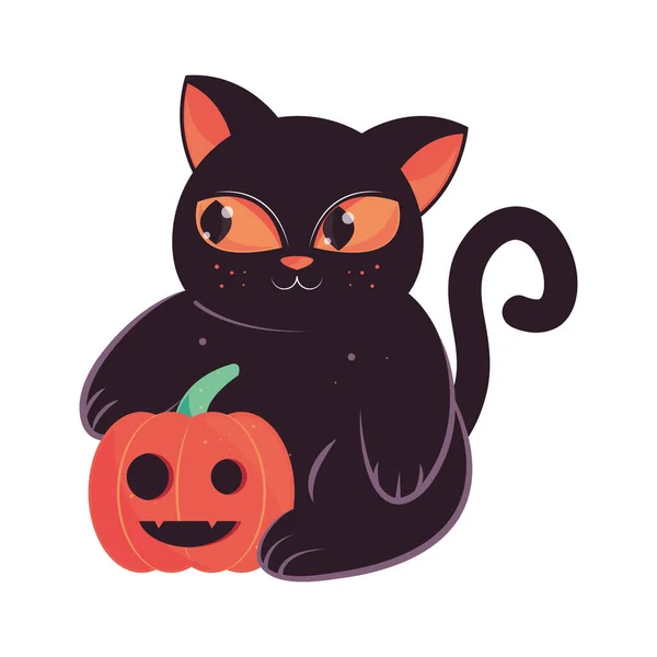 Halloween Cute Cat Pumpkin Icon — Διανυσματικό Αρχείο