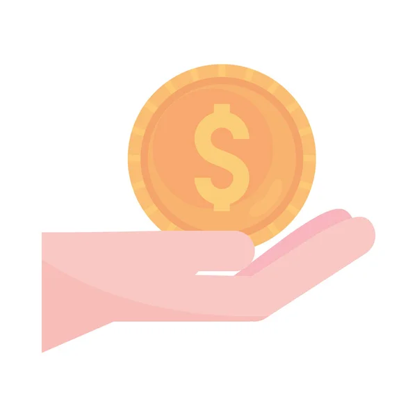 Hand Coin Money Income Icon — Stockvektor