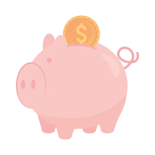 Money Income Piggy Bank Icon Isolated — стоковый вектор