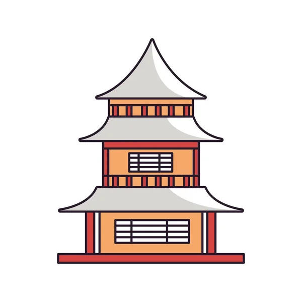 Japanese Pagoda Culture Icon Isolated — Vetor de Stock