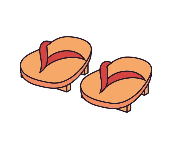 Japanese Wooden Shoes Icon Isolated — 스톡 벡터