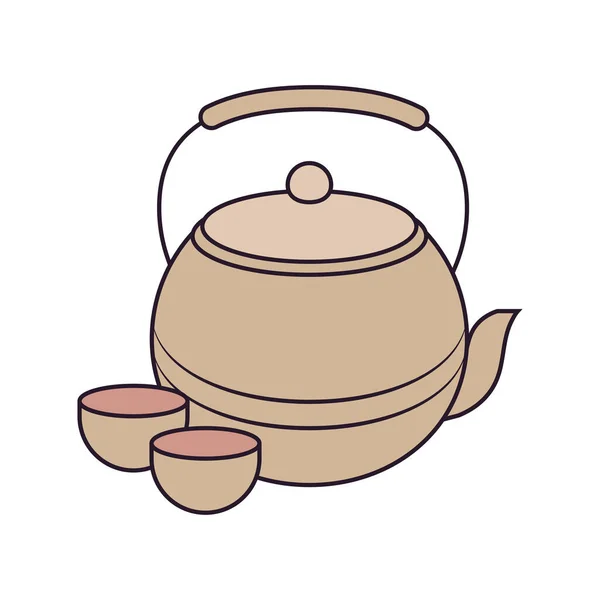 Teapot Cups Icon Isolated — стоковый вектор