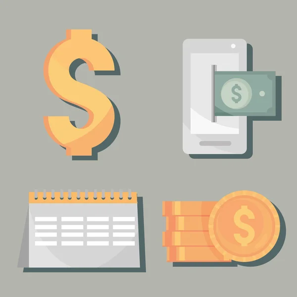 Money Income Icons Design Vector — Vetor de Stock