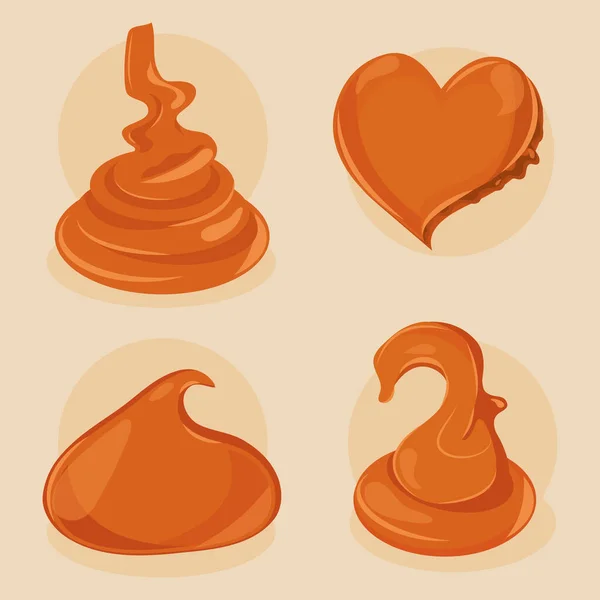 Caramel Icons Collection Vector Style — Vetor de Stock