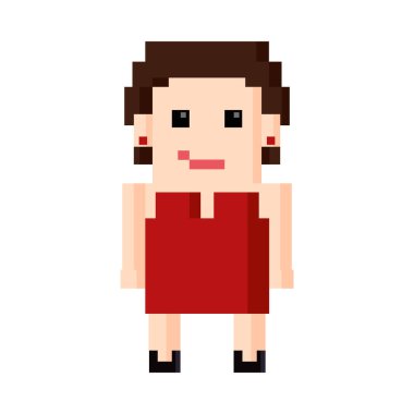 cute woman pixel 8 bit style icon