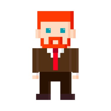 businessman avatar pixel 8 bit style icon