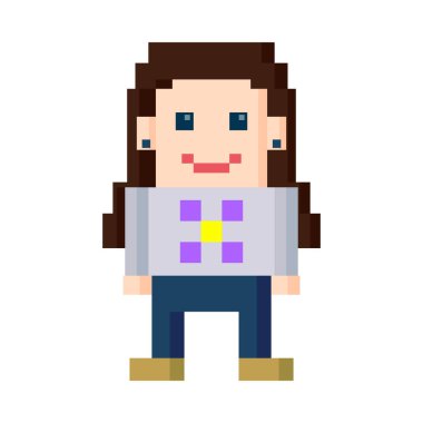smile woman pixel 8 bit style icon
