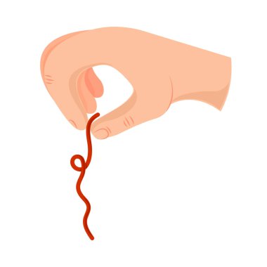 hand with red thread isolated icon