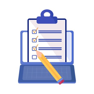 laptop and check list business tasks design icon