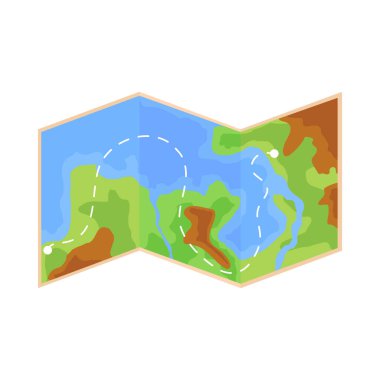 folded map travel icon on white background