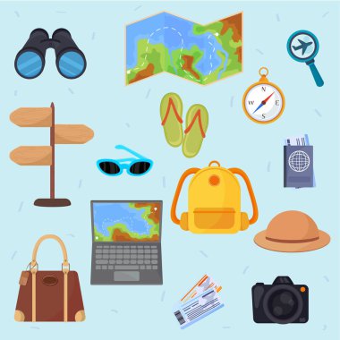 set icons of travel adventure