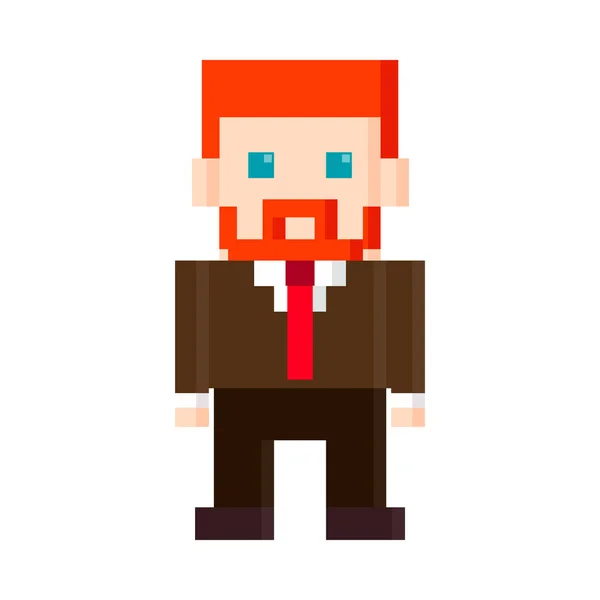 Businessman Avatar Pixel Bit Style Icon — Vetor de Stock