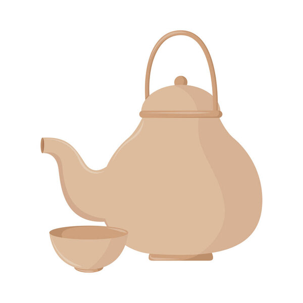 teapot and cup isolated icon