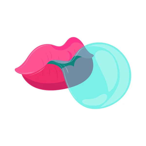 Mouth Bubble Gum 90S Modern Style Icon — 图库矢量图片